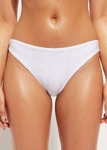 Women's Calzedonia Chevron Casablanca Bikini Bottoms White | IE1350QZ