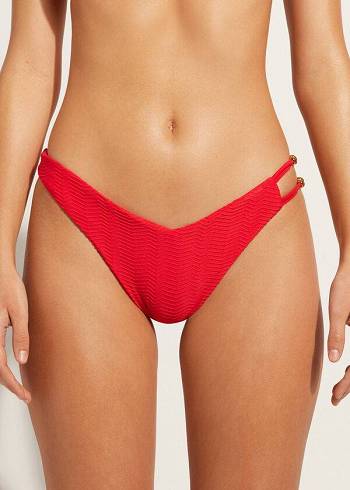 Women's Calzedonia Chevron High-Cut Brazilian Casablanca Bikini Bottoms Red | IE1353RW