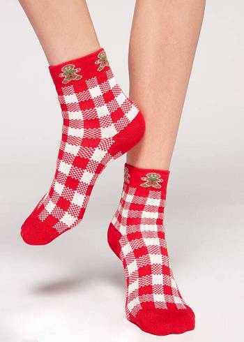 Women's Calzedonia Christmas Series Short Socks Red / White | IE2369OR