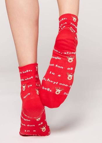 Women's Calzedonia Christmas Series Short Socks Red | IE2370IS