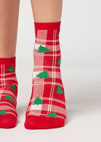 Women's Calzedonia Christmas Short Socks Red | IE2371UT