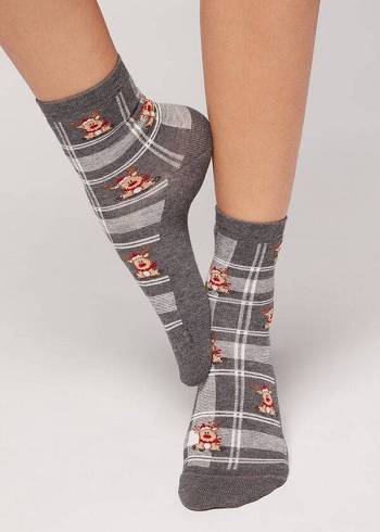 Women's Calzedonia Christmas Short Socks Grey | IE2372YU