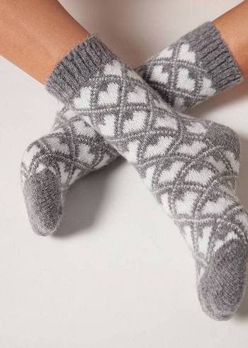 Women's Calzedonia Christmas Soft Short Socks Grey | IE2376WY