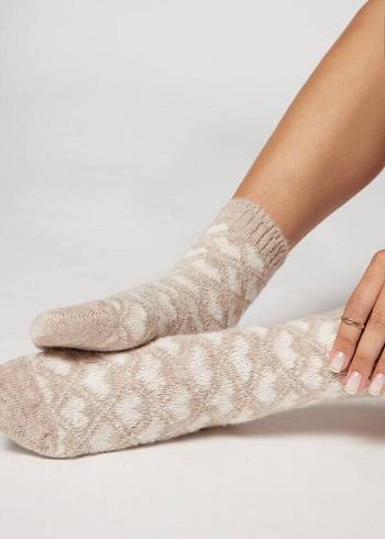 Women's Calzedonia Christmas Soft Short Socks Beige | IE2378MA