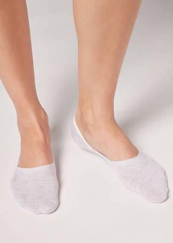 Women's Calzedonia Cotton Invisible Invisible Socks Light Grey | IE2200LH