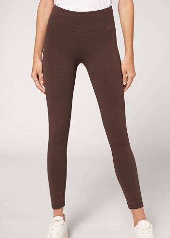 Women's Calzedonia Cotton Leggings Brown | IE2640NB