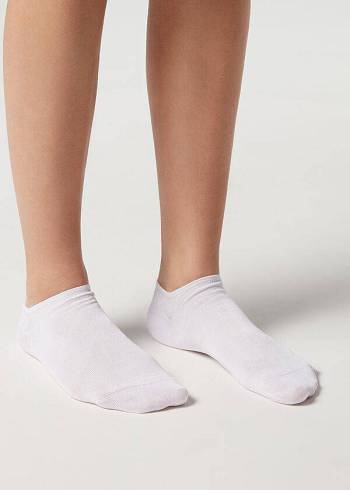 Women's Calzedonia Cotton No-show Socks White | IE2281CE