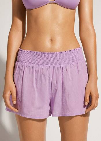 Women's Calzedonia Cotton Shorts Cover Ups Purple | IE2120JJ