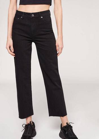 Women's Calzedonia Cropped Straight-Leg Jeans Black | IE2564CE