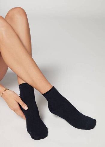 Women's Calzedonia Cuffless Cashmere Short Socks Blue | IE2383XF