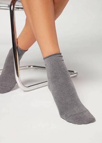 Women's Calzedonia Cuffless Cashmere Short Socks Silver | IE2384ZG