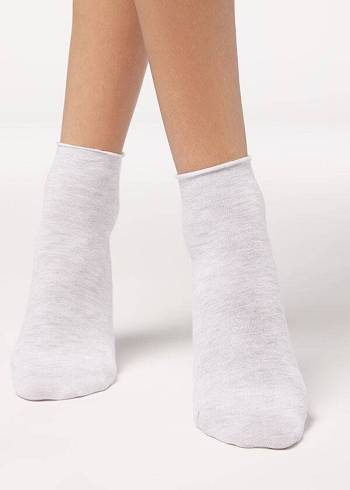 Women's Calzedonia Cuffless in Cotton Short Socks Beige | IE2391DN