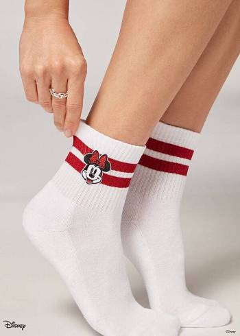 Women's Calzedonia Disney Minnie Mouse Sport Short Socks White | IE2420PQ