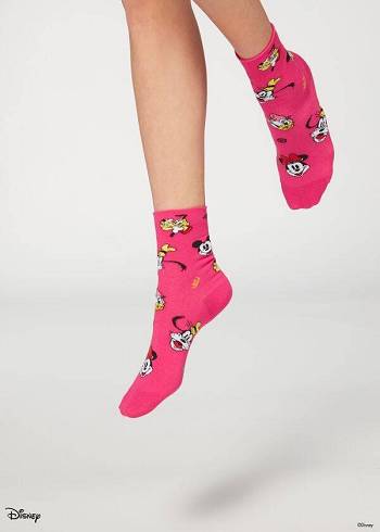 Women's Calzedonia Disney Patterned Short Socks Pink | IE2426RW