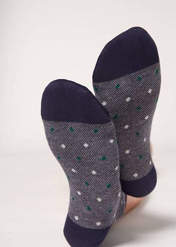 Women's Calzedonia Dot-Pattern Short Socks Blue | IE2428WY