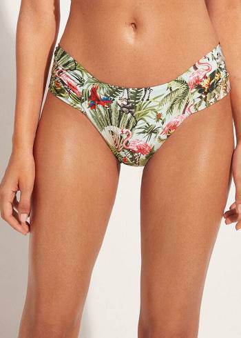 Women's Calzedonia Draped Nairobi Eco Bikini Bottoms Green | IE1378EX