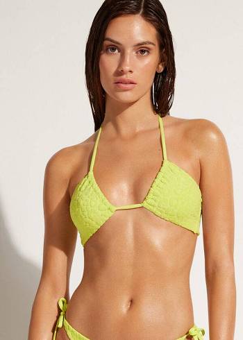 Women's Calzedonia Drawstring Bandeau Bangkok Bikini Tops Green | IE1708XF