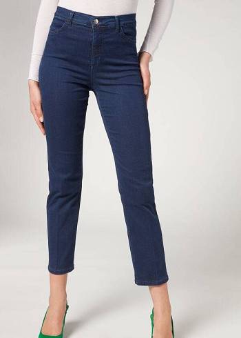 Women's Calzedonia Eco Comfort Jeans Navy | IE2568KI