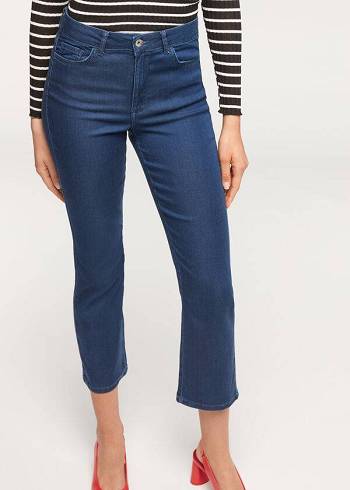 Women's Calzedonia Eco Light Flared Cropped Denim Jeans Navy | IE2573DN