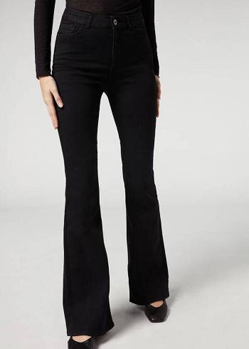 Women's Calzedonia Flared Jeans Black | IE2594KI