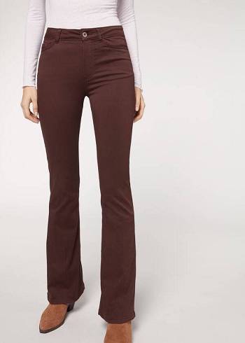 Women's Calzedonia Flared Jeans Brown | IE2596HK