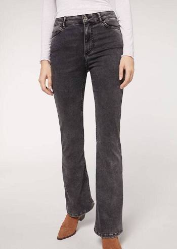 Women's Calzedonia Flared Jeans Grey | IE2595JJ