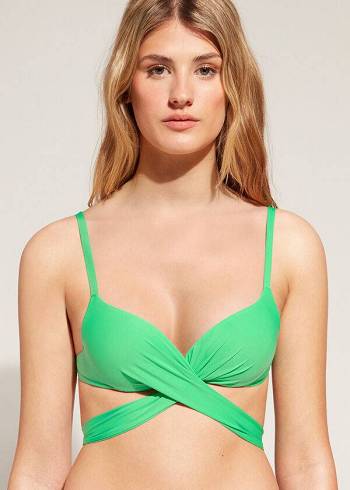 Women's Calzedonia Graduated Padded Push Up Indonesia Bikini Tops Green | IE1721IS