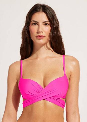 Women's Calzedonia Graduated Padded Push Up Indonesia Bikini Tops Pink | IE1722OR