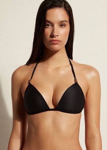 Women's Calzedonia Graduated Padded Triangle Casablanca Bikini Tops Black | IE1736VD