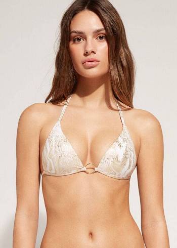 Women's Calzedonia Graduated Padded Triangle Melbourne Bikini Tops Gold | IE1745YU