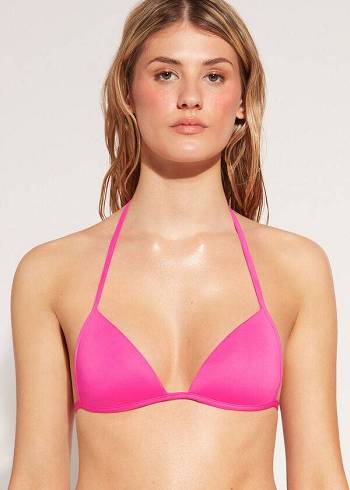 Women's Calzedonia Graduated Soft Padded Triangle Indonesia Bikini Tops Pink | IE1762VD