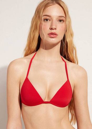 Women's Calzedonia Graduated Soft Padded Triangle Indonesia Bikini Tops Red | IE1765MA