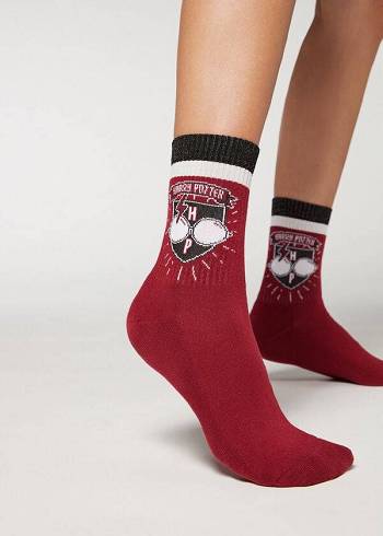 Women's Calzedonia Harry Potter Sport Short Socks Red | IE2442FM