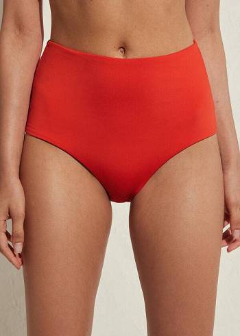 Women's Calzedonia High Shaper Waist Indonesia Eco Bikini Bottoms Red | IE1405RW