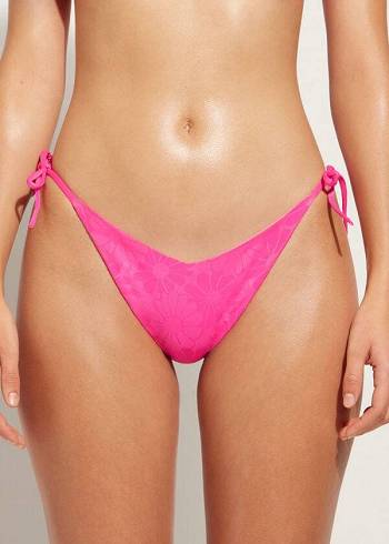 Women's Calzedonia High V-Cut Brazilian Antibes Bikini Bottoms Pink | IE1410OR