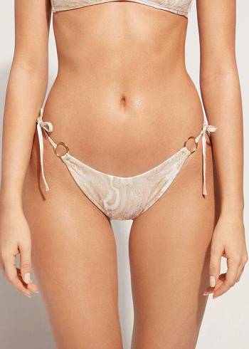 Women's Calzedonia High V-Cut Brazilian Melbourne Bikini Bottoms Gold | IE1411PQ