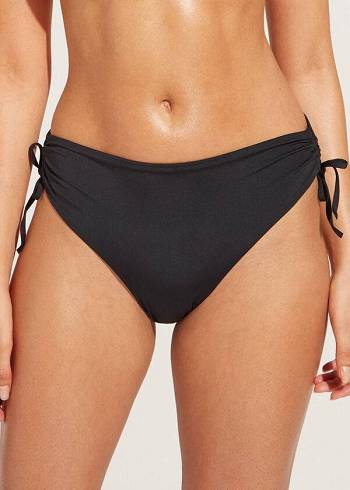 Women's Calzedonia High-Waist Drawstring Indonesia Bikini Bottoms Black | IE1455WY