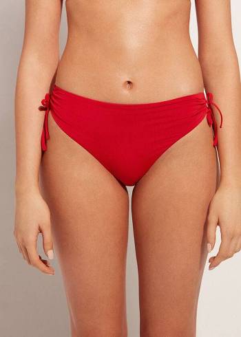 Women's Calzedonia High-Waist Drawstring Indonesia Bikini Bottoms Red | IE1459YU