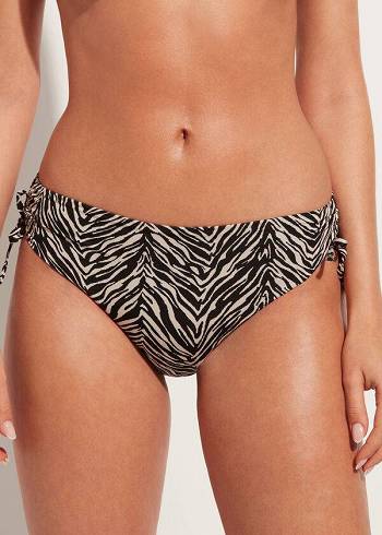 Women's Calzedonia High-Waist Drawstring Nairobi Bikini Bottoms Black | IE1460UT