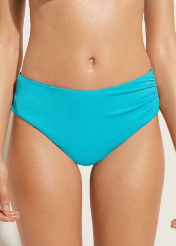 Women's Calzedonia High Waist Indonesia Eco Bikini Bottoms Turquoise Green | IE1433YU