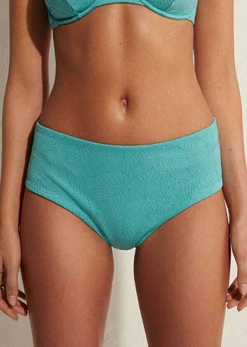 Women's Calzedonia High Waist Marsiglia Bikini Bottoms Turquoise | IE1436OR