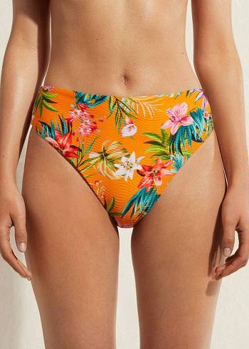 Women's Calzedonia High Waist Rio Eco Bikini Bottoms Orange | IE1438AP