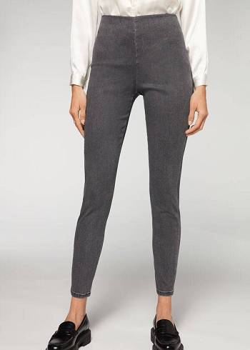 Women's Calzedonia High Waist Skinny Denim Leggings Grey | IE2656QZ