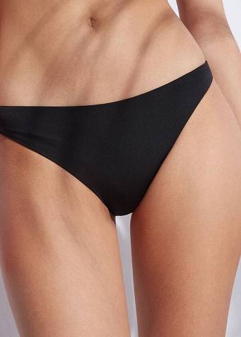 Women's Calzedonia Indonesia Eco Low rise Bikini Bottoms Black | IE1473ZG