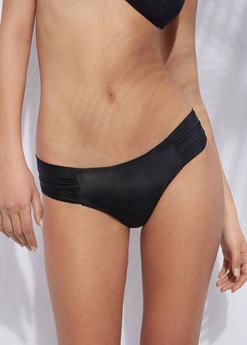 Women's Calzedonia Indonesia Eco rosa Bikini Bottoms Black | IE1480QZ