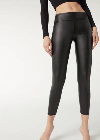 Women's Calzedonia Leather Effect Leggings Black | IE2663ZG