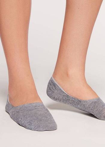 Women's Calzedonia Linen and Viscose Invisible Invisible Socks Blue | IE2218AP