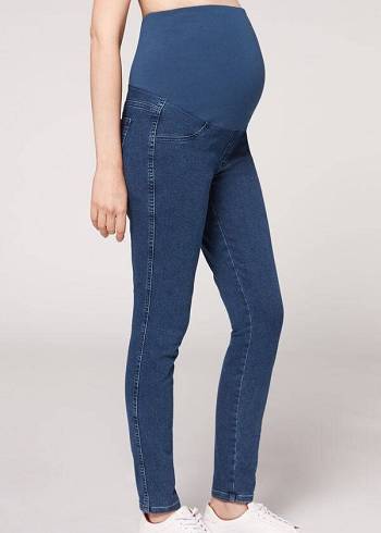 Women's Calzedonia Maternity Jean Sport Maternity Leggings Blue | IE2749TV