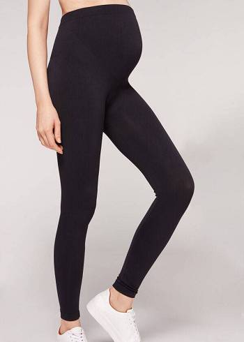 Women's Calzedonia Opaque Maternity Footless Tights Leggings Black | IE2668GL