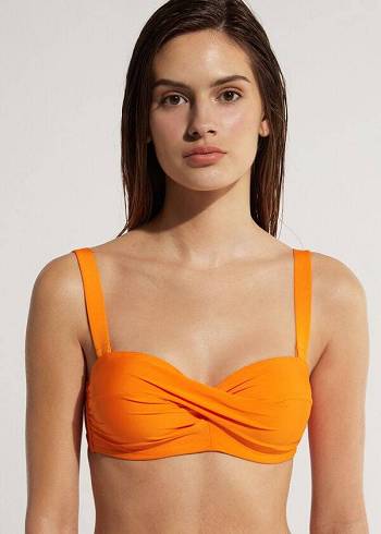 Women's Calzedonia Padded Bandeau Indonesia Bikini Tops Orange | IE1788VD